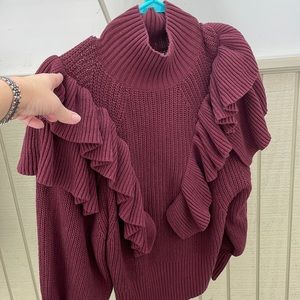 Mock turtleneck ruffle sweater